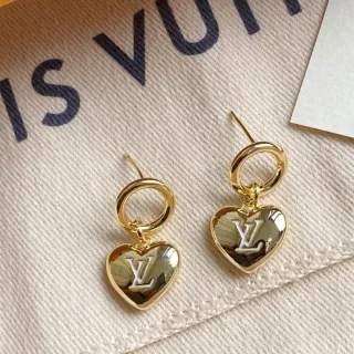 Louis Vuitton Heart Monogram Gold-Tone Dangling Earrings