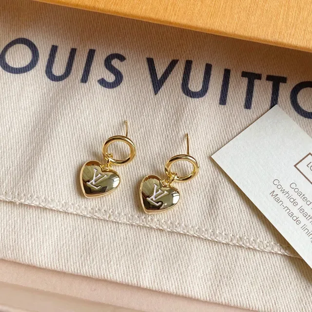 Louis Vuitton Heart Monogram Gold-Tone Dangling Earrings 2