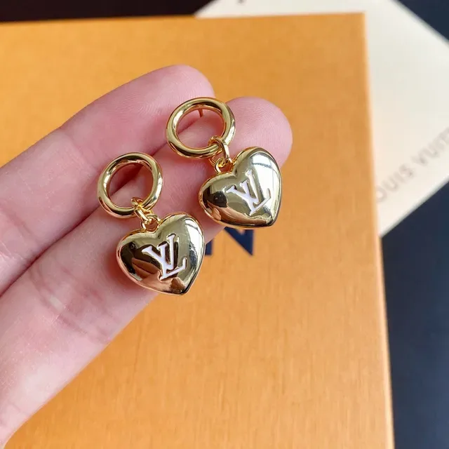 Louis Vuitton Heart Monogram Gold-Tone Dangling Earrings 3