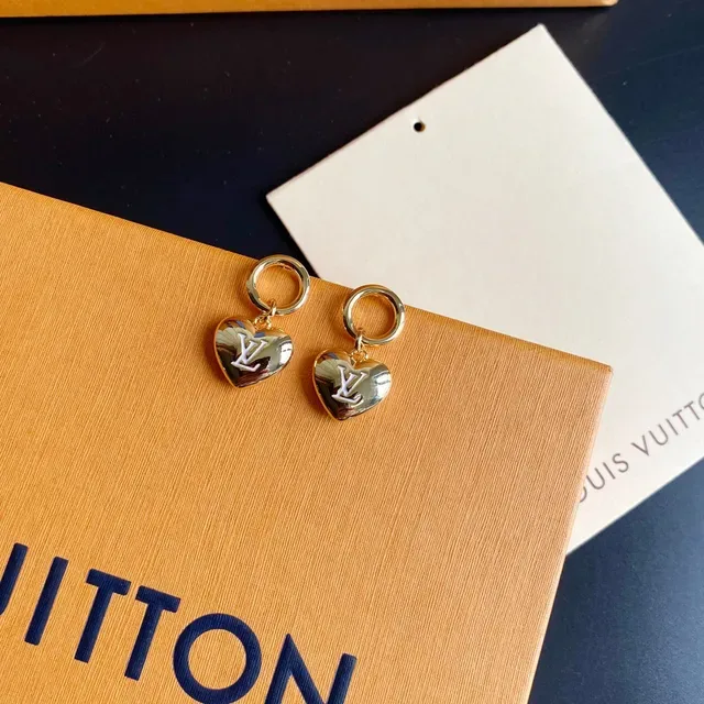 Louis Vuitton Heart Monogram Gold-Tone Dangling Earrings 4