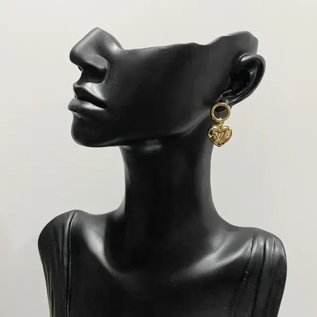 Louis Vuitton Heart Monogram Gold-Tone Dangling Earrings 5