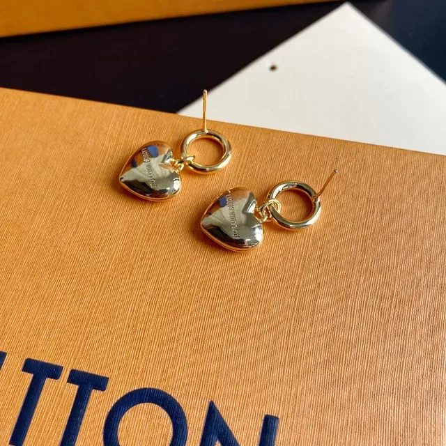 Louis Vuitton Heart Monogram Gold-Tone Dangling Earrings 6