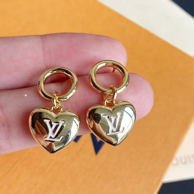 Louis Vuitton Heart Monogram Gold-Tone Dangling Earrings 7