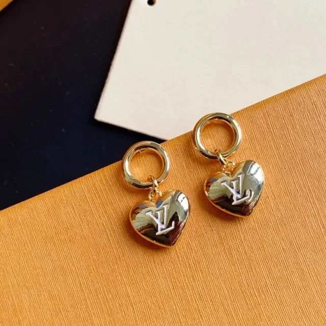 Louis Vuitton Heart Monogram Gold-Tone Dangling Earrings 8