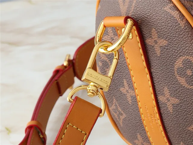 Louis Vuitton Keepall Bandoulière Monogram Canvas Marrom e Bege Bolsa Boston 4
