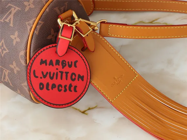 Louis Vuitton Keepall Bandoulière Monogram Canvas Marrom e Bege Bolsa Boston 6