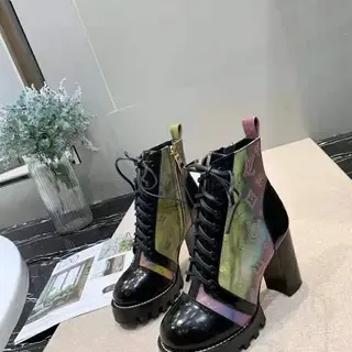 Louis Vuitton Le Cagole Iridescent Monogram Patent Leather Ankle Boots