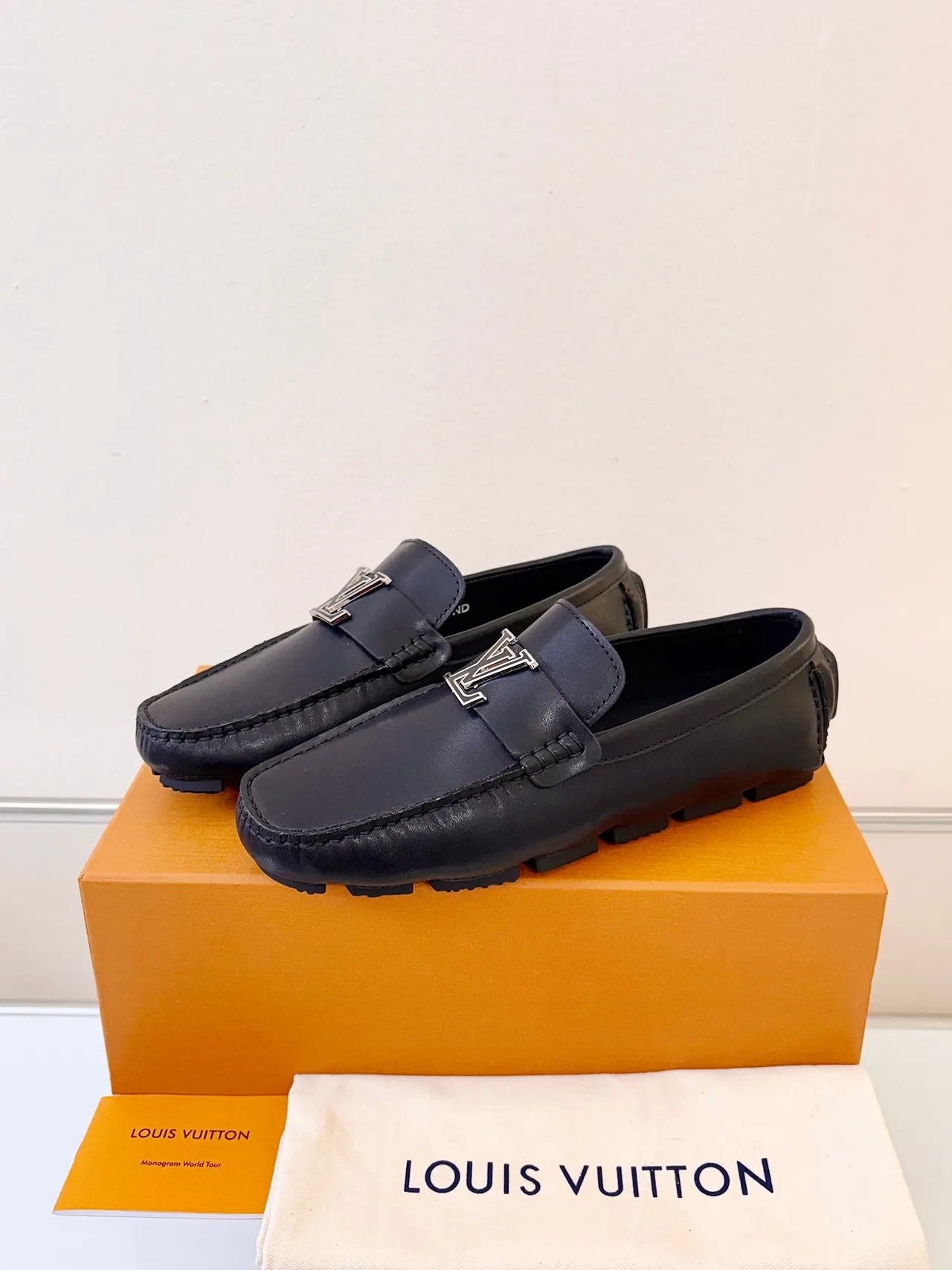 Louis Vuitton Loafer Black Leather LV Buckle Loafers 2