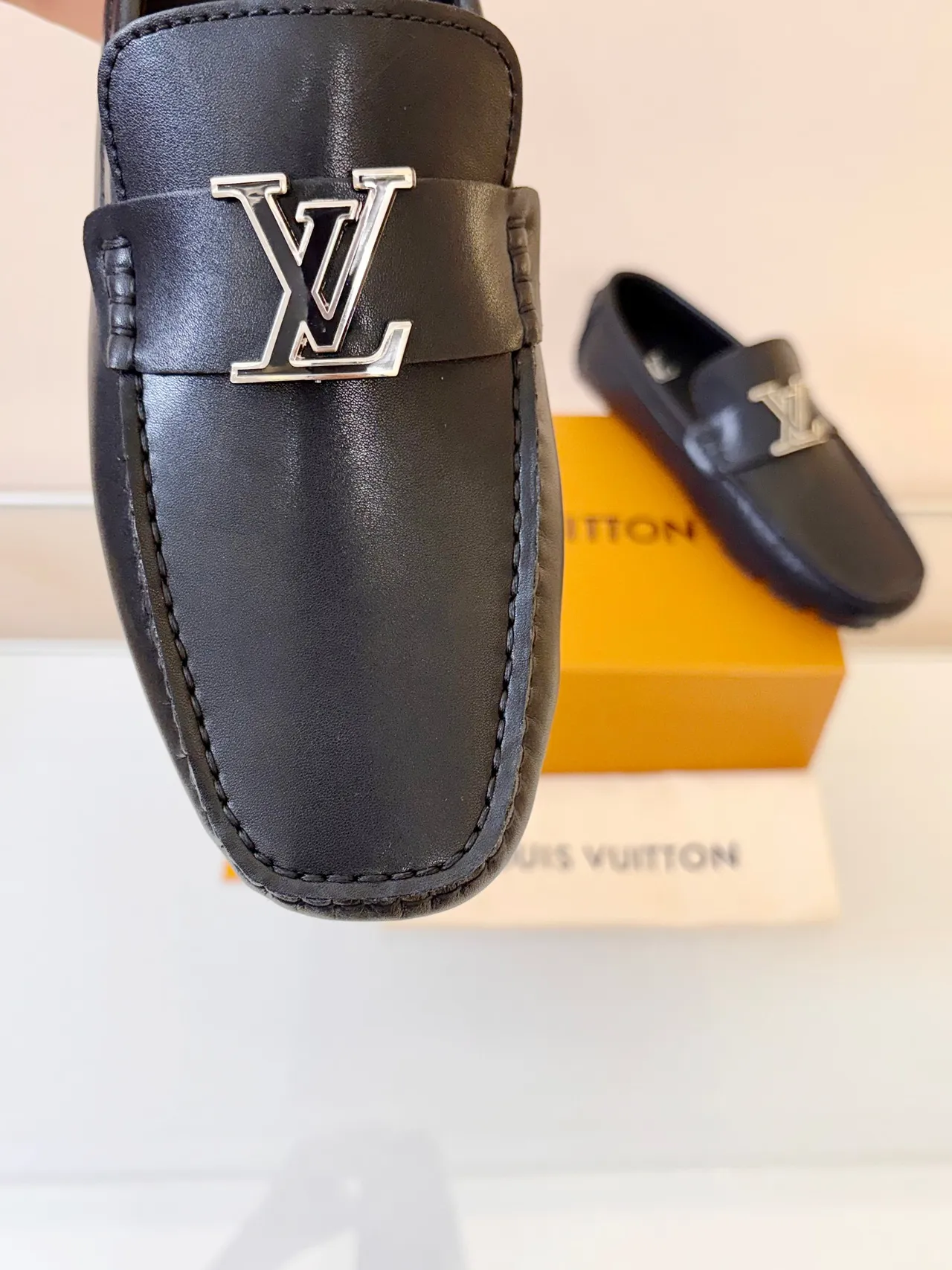 Louis Vuitton Loafer Black Leather LV Buckle Loafers 3