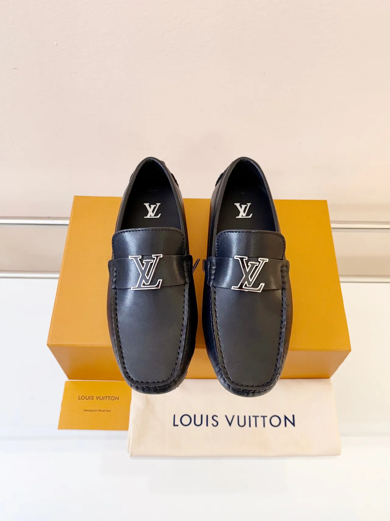 Louis Vuitton Loafer Black Leather LV Buckle Loafers 6