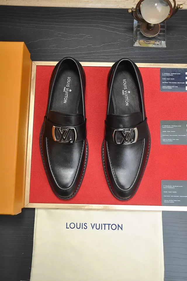 Louis Vuitton Loafer Black Silver Leather Metal LV Buckle Loafer 5