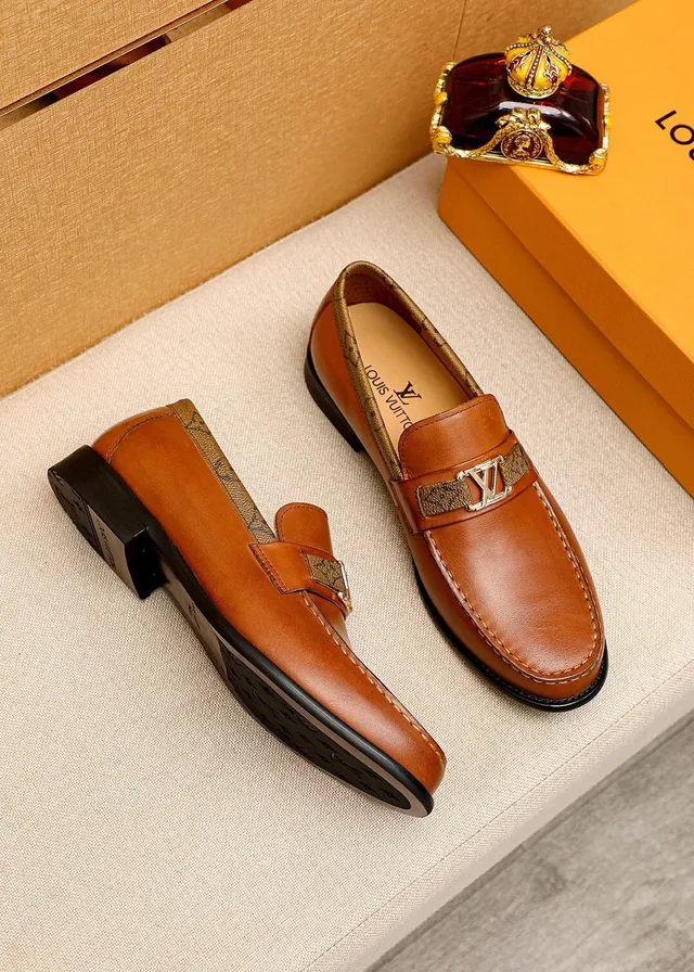 Louis Vuitton Loafer Tan Leather Monogram Strap Loafers 3