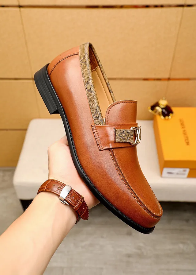 Louis Vuitton Loafer Tan Leather Monogram Strap Loafers 5