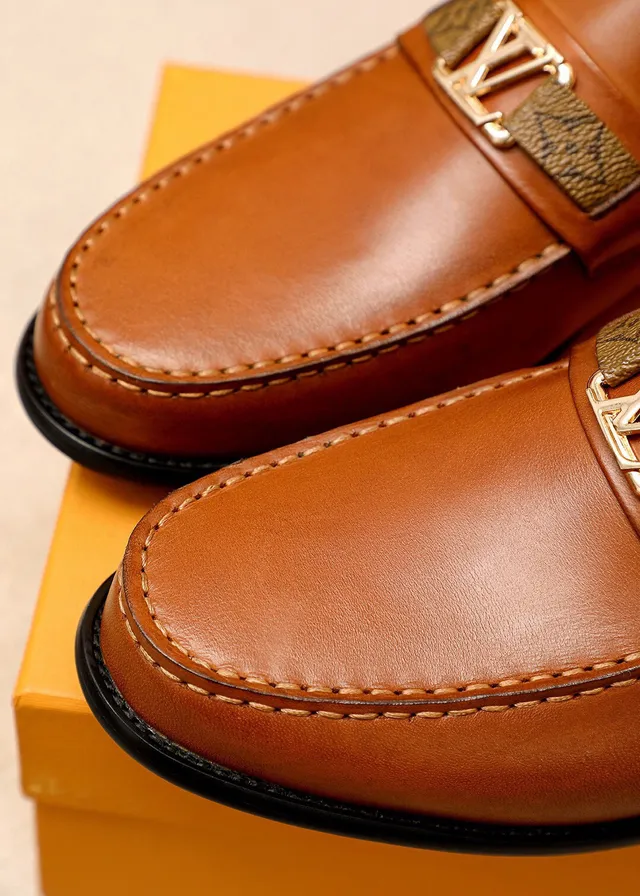 Louis Vuitton Loafer Tan Leather Monogram Strap Loafers 7