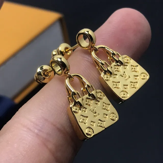 Louis Vuitton Lock It Monogram Gold-Tone Padlock Earrings 3