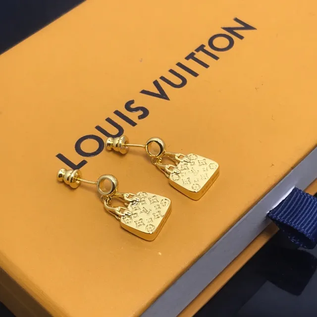 Louis Vuitton Lock It Monogram Gold-Tone Padlock Earrings 4