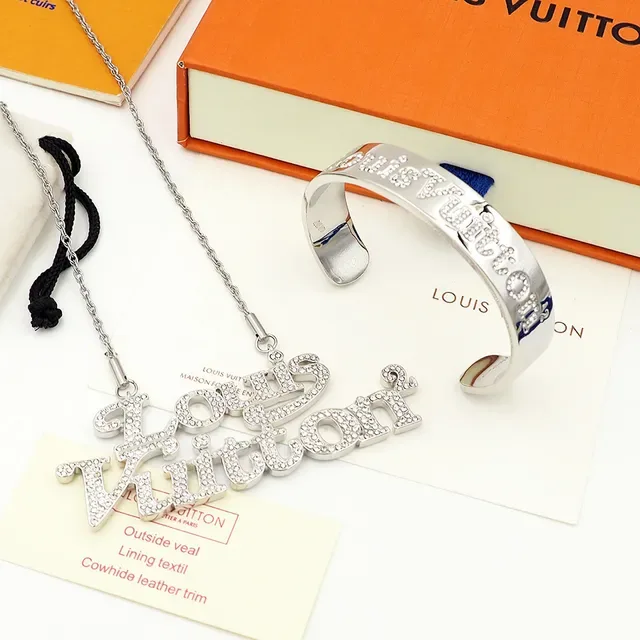 Louis Vuitton Logo Pavé Crystal Gold-Tone Open Cuff Bracelet 3
