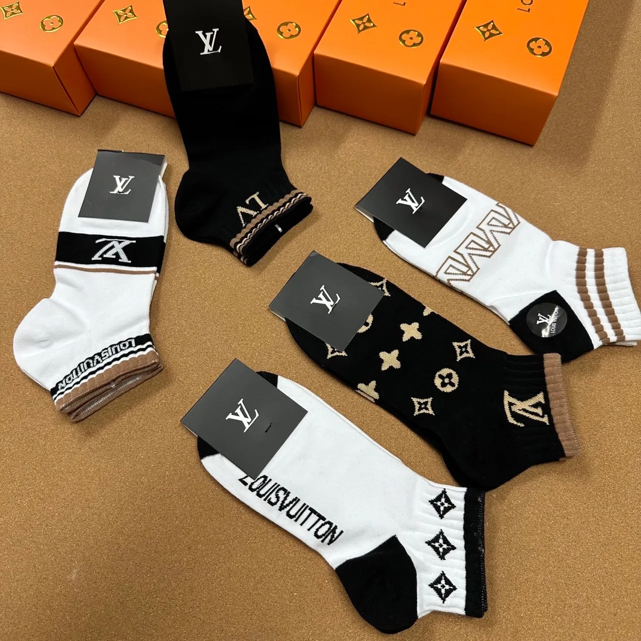 Chaussettes de cheville Louis Vuitton Logo-Tagged Monogram et rayées 3