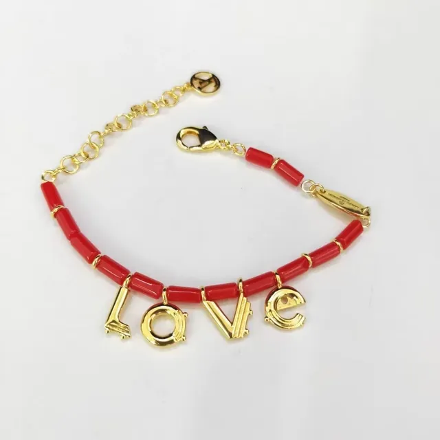 Louis Vuitton LOVE Red Bead Gold-Tone Charm Bracelet 2