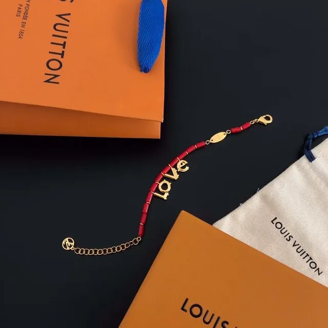 Louis Vuitton LOVE Red Bead Gold-Tone Charm Bracelet 3