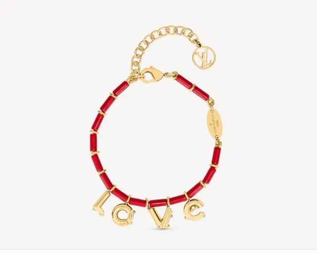 Louis Vuitton LOVE Red Bead Gold-Tone Charm Bracelet 4