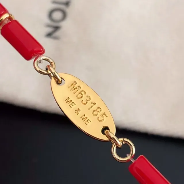 Louis Vuitton LOVE Red Bead Gold-Tone Charm Bracelet 5