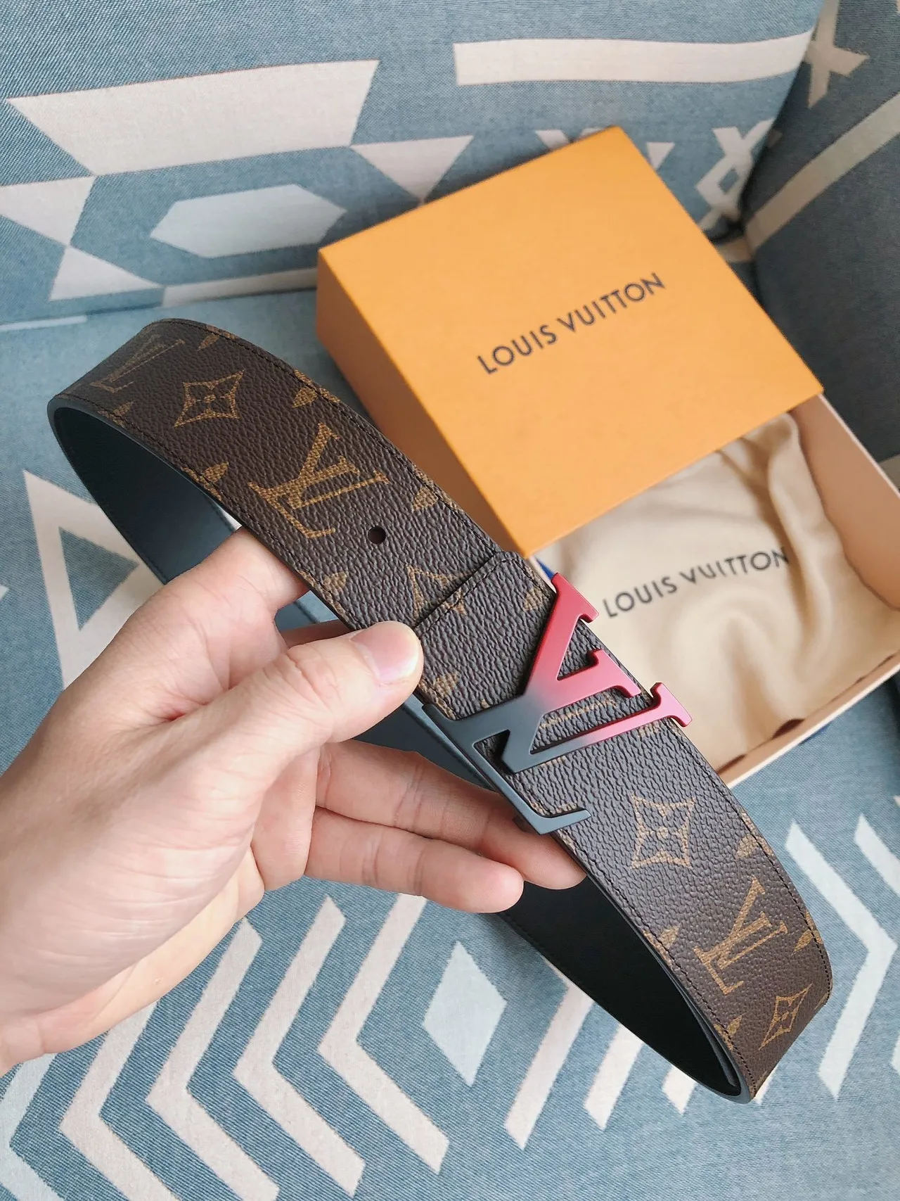 路易威登 LV 腰带 棕黑 印花 涂层帆布 渐变 金属扣头 皮革腰带 2