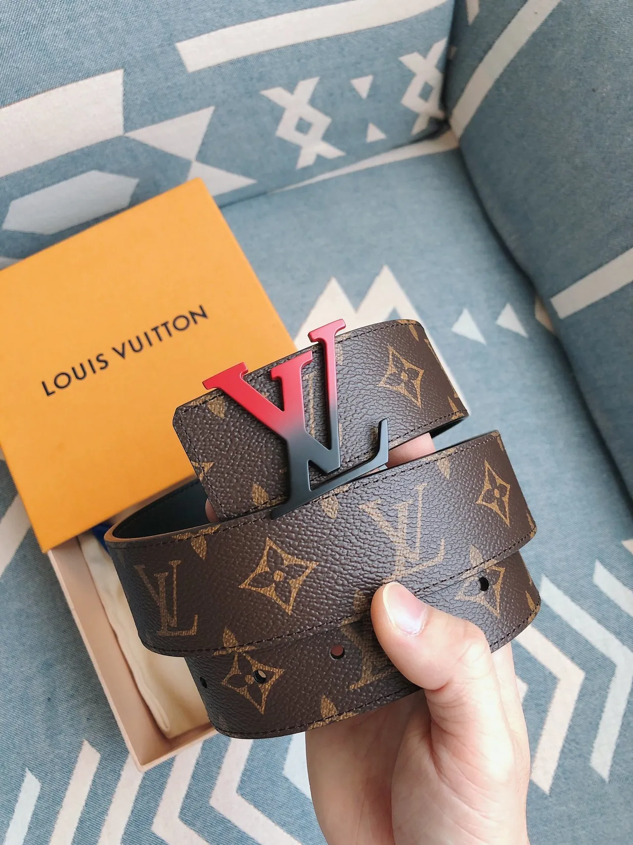 路易威登 LV 腰带 棕黑 印花 涂层帆布 渐变 金属扣头 皮革腰带 9