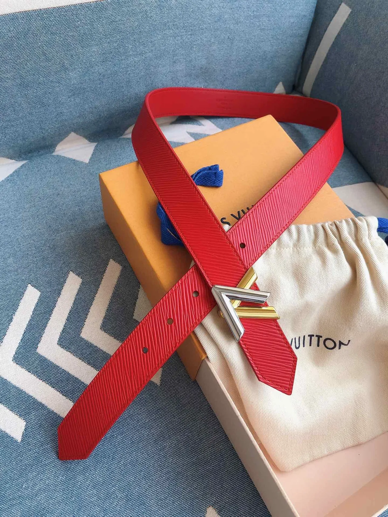 Louis Vuitton LV Belt Twist Red Epi Leather Belt 4