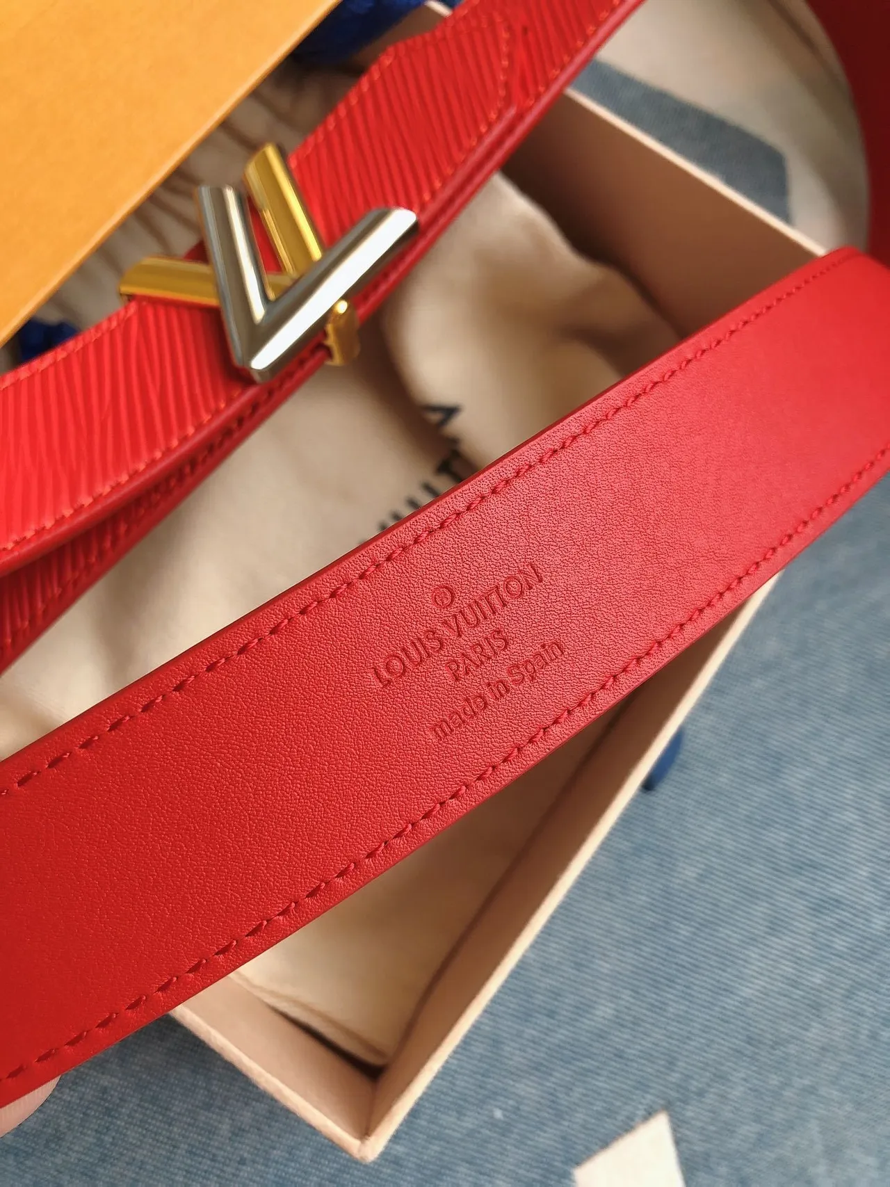 Louis Vuitton LV Belt Twist Red Epi Leather Belt 5