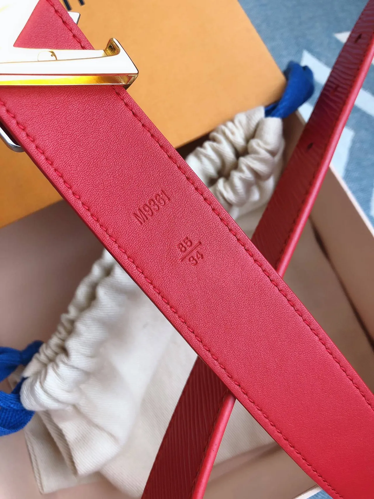 Louis Vuitton LV Belt Twist Red Epi Leather Belt 8