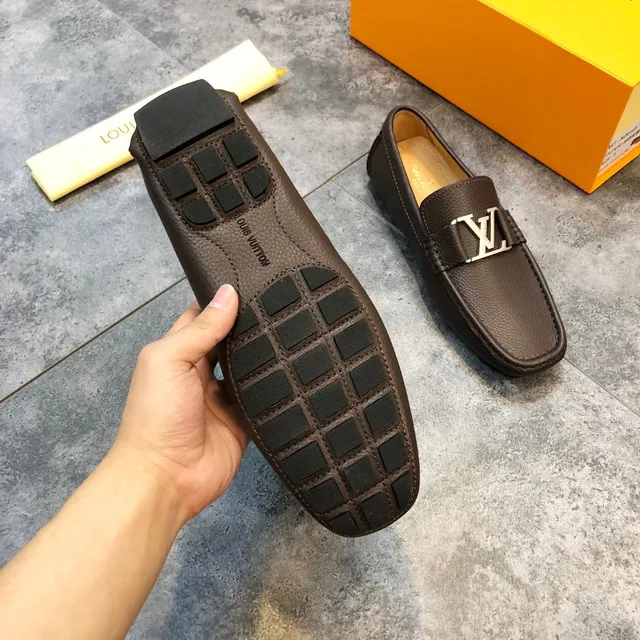 Louis Vuitton LV Buckle Loafer Brown Pebbled Leather Loafers 4