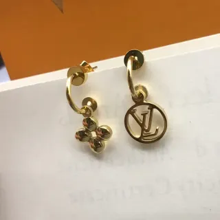 Louis Vuitton LV Circle and Flower Gold-Tone Earrings