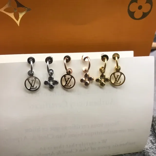 Louis Vuitton LV Circle and Flower Gold-Tone Earrings 4