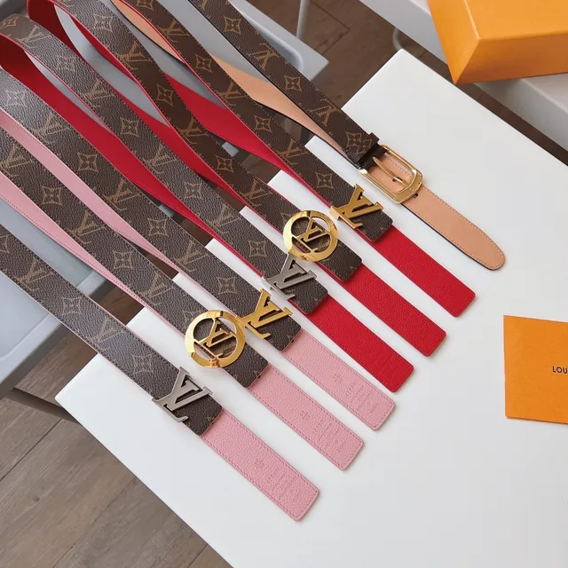 Louis Vuitton LV Circle Belt Reversible Monogram Canvas and Red Taurillon Leather Belt 2