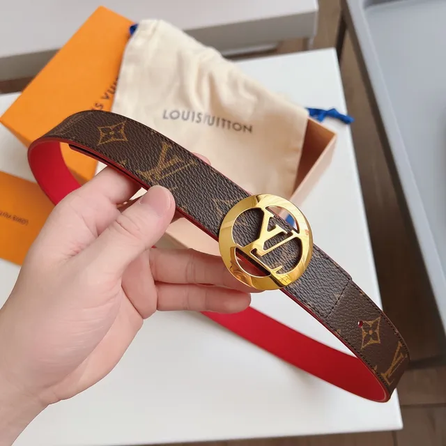 Louis Vuitton LV Circle Belt Reversible Monogram Canvas and Red Taurillon Leather Belt 8