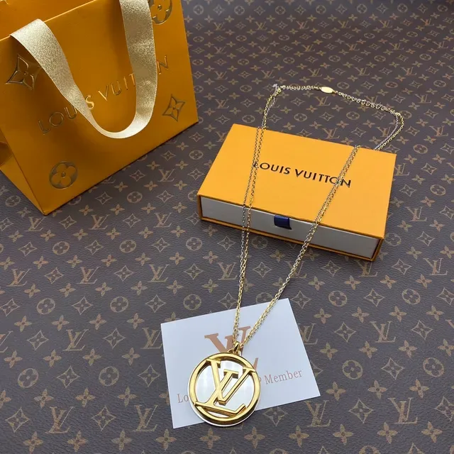 Louis Vuitton LV Circle Pendant Gold and Silver Tone Necklace 6