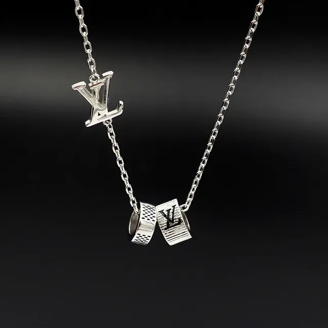 Louis Vuitton LV Cylinder Charm Silver Black Chain Monogram Pendant Necklace 9