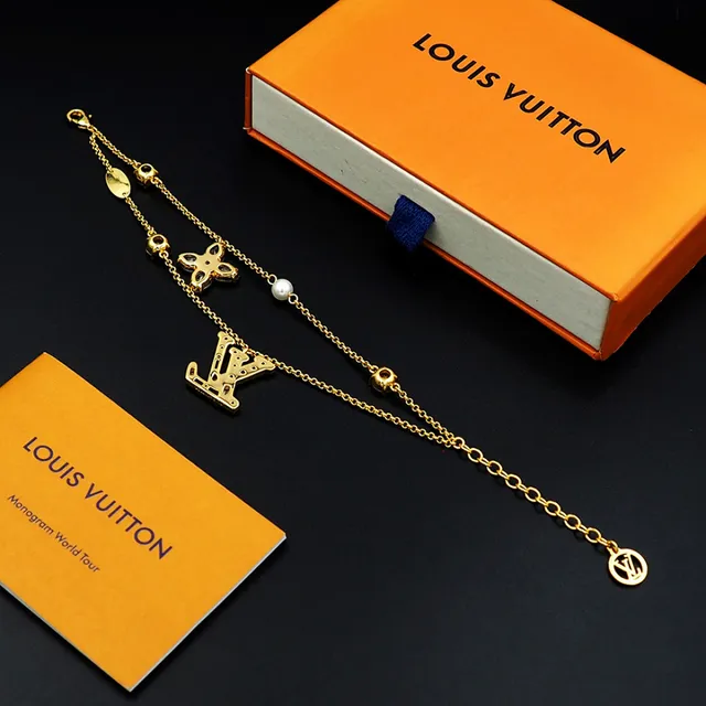 Louis Vuitton LV Flower Gold Multicolor Multi-Charm Layered Chain Bracelet 3