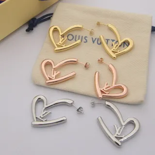 Louis Vuitton LV Heart Gold Hoop Openwork Monogram Earrings
