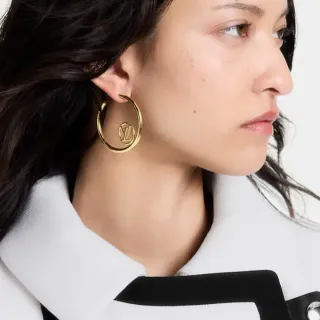Louis Vuitton LV Hoop Gold-Tone Monogram Earrings