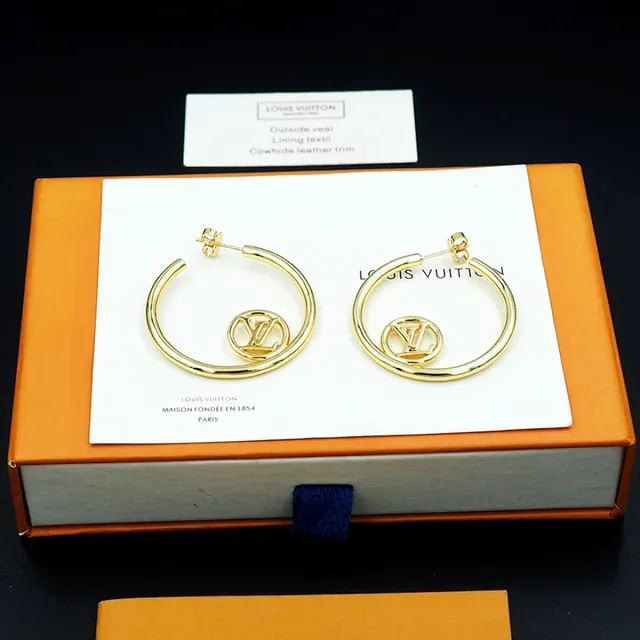 Louis Vuitton LV Hoop Gold-Tone Monogram Earrings 2