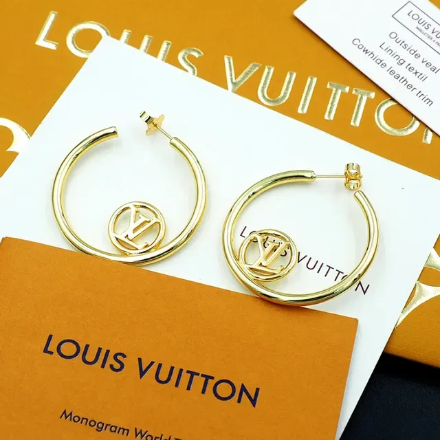Louis Vuitton LV Hoop Gold-Tone Monogram Earrings 4