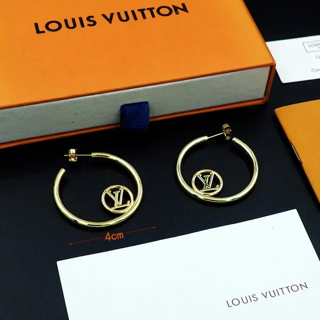 Louis Vuitton LV Hoop Gold-Tone Monogram Earrings 5