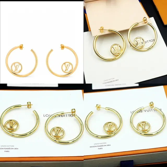 Louis Vuitton LV Hoop Gold-Tone Monogram Earrings 8