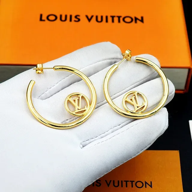 Louis Vuitton LV Hoop Gold-Tone Monogram Earrings 9