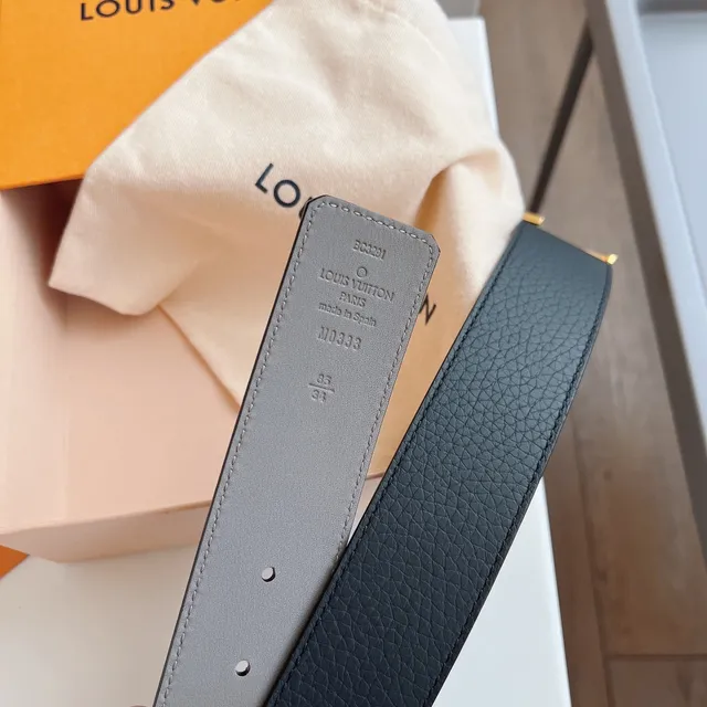 Louis Vuitton LV Initiales Black and Gray Leather Belt 2