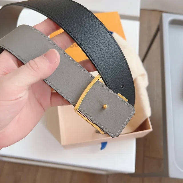 Louis Vuitton LV Initiales Black and Gray Leather Belt 3