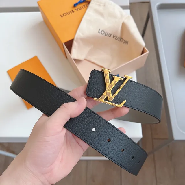 Louis Vuitton LV Initiales Black and Gray Leather Belt 5