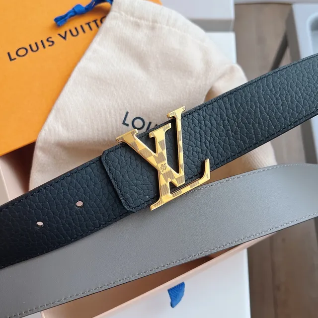 Louis Vuitton LV Initiales Black and Gray Leather Belt 6